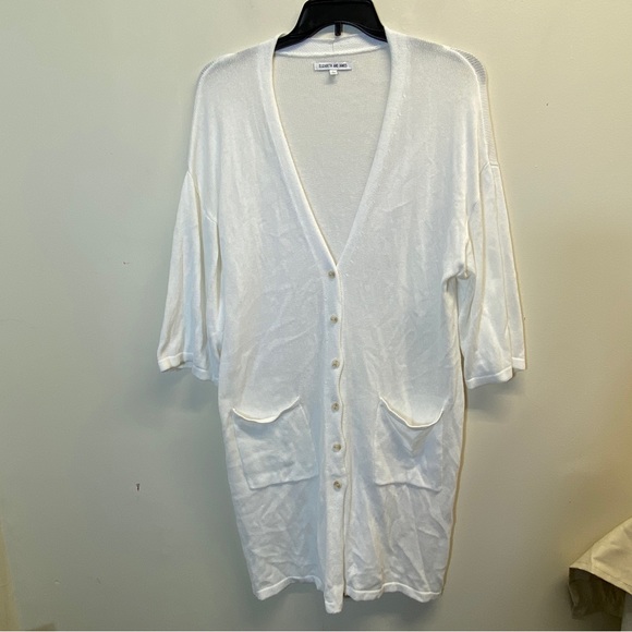 Elizabeth & James White Button-Front Cardigan Duster Size L - Picture 4 of 13